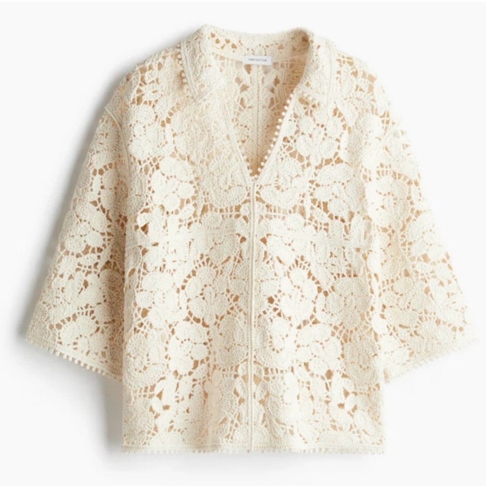 Beautiful Quality Cream Crochet Shirt